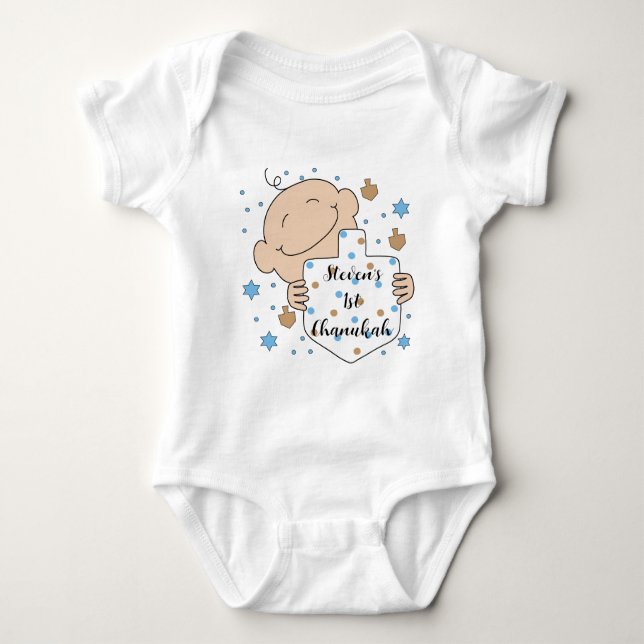 Chanukah Baby Blue Baby Bodysuit Strampler (Vorderseite)