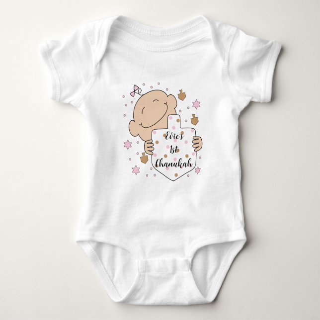 Chanukah Baby Pink Baby Bodysuit Baby Strampler (Vorderseite)