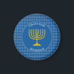 CHANUKAH BLESSINGS | Menorah | Hanukkah Magnet<br><div class="desc">Stilvoll Tekhelet Blue CHANUKAH BLESSINGS Kühlschrankmagnet mit Imitaten silberner Star von David in einem gefliesten Muster und ein Imitat goldenen Menorah in der Mitte. LIEBE JOY PEACE, einschließlich ihrer hebräischen Übersetzungen, erscheint in weißer Typografie. Der Text kann angepasst werden, falls Sie etwas ändern möchten. CHANUKAH BLESSINGS ist auch anpassbar, wenn...</div>