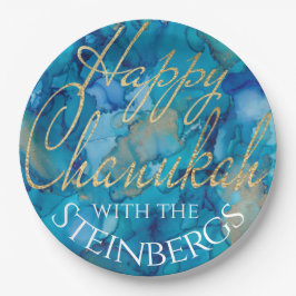 Chanukah Blues und Golds Pappteller
