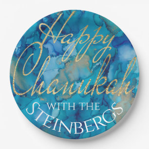 Chanukah Blues und Golds Pappteller