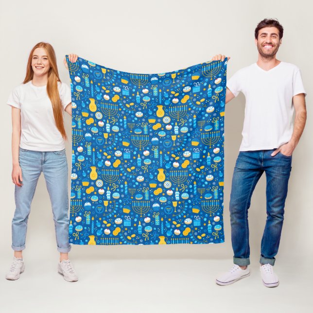 Chanukah Celebrating Gelt Jewish Stars Snowflakes Fleecedecke (Beispiel)