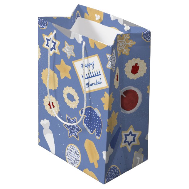 Chanukah Cookie Party Mittlere Geschenktüte (Rückseite Schrägansicht)