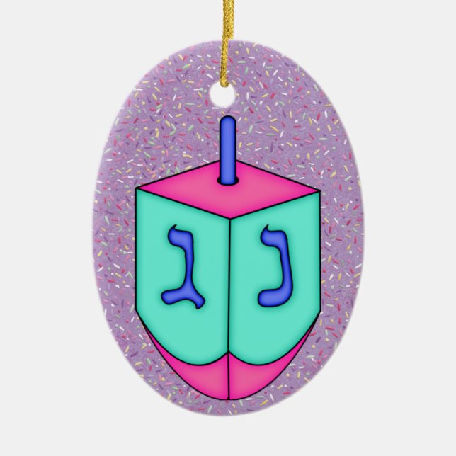Chanukah Dreidel Keramik Ornament (Vorne)
