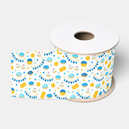 Chanukah Dreidels Doughnut Gold Blue White Ripsband