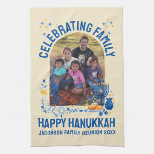 Chanukah FAMILY WIEDERSEHEN Custom Foto Name HANUK Geschirrtuch