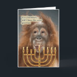 Chanukah Feiertagskarte<br><div class="desc">Wünschen Sie,  dass Ihre Freunde ein glückliches Chanukah mit beruflicher Art und der Touch,  nur,  das ein orangutang anbieten könnte!</div>