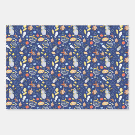 Chanukah Flat Gift Wrap (3 Blätter) Geschenkpapier Set