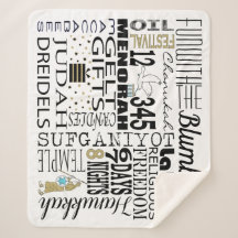 Chanukah Fun Words Sherpa Blanket/Mittel