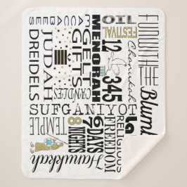 Chanukah Fun Words Sherpa Blanket/Mittel Sherpadecke