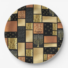 Chanukah Funkelnd Tiles Pappteller