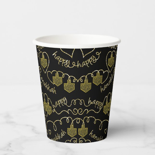 Chanukah Golden Dreidels 8 oz. Pappbecher (Vorderseite)