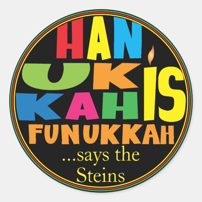 Chanukah/Hanoukka Stickers "HanukkahFunukka" Tour (Devant)
