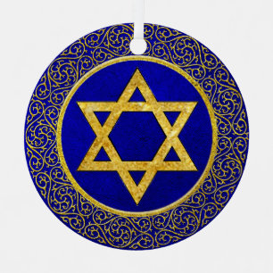 Chanukah Hanukkah חֲנֻכָּה Blau und Gold Ornament Aus Metall