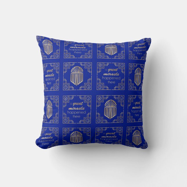 Chanukah/Hanukkah Art Deco Gold Blue Dreidels Kissen (Vorderseite)