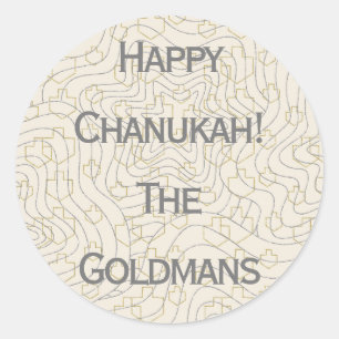 Chanukah/Hanukkah "Dreidels/Stars" Stickers Rund