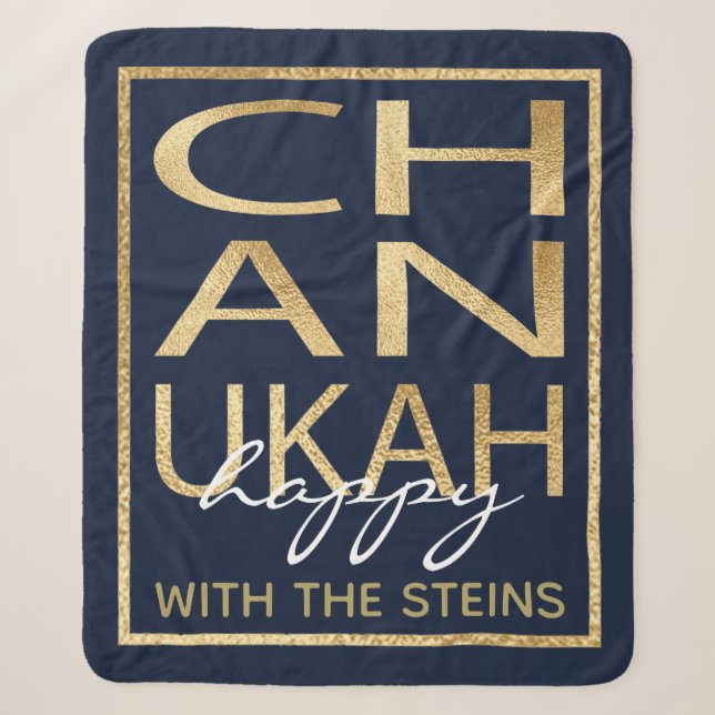 Chanukah Happy Gold Sherpa Blanket/Mittel Sherpadecke (Vorderseite)