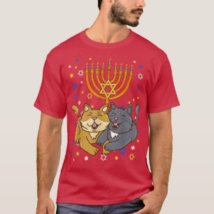 Chanukah Jewish Menorah Kitten Funny Cat Hanukkah T-Shirt