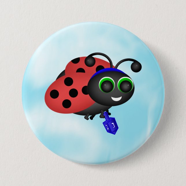 Chanukah Ladybug in yamaka mit dreidel Button (Vorderseite)