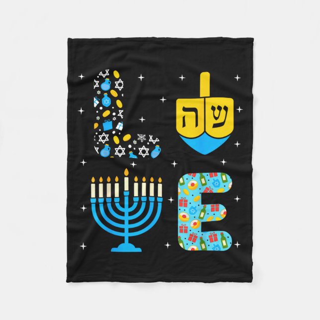 Chanukah Menorah Dreidel Icons Hanukkah Love Celeb Fleecedecke (Vorderseite)