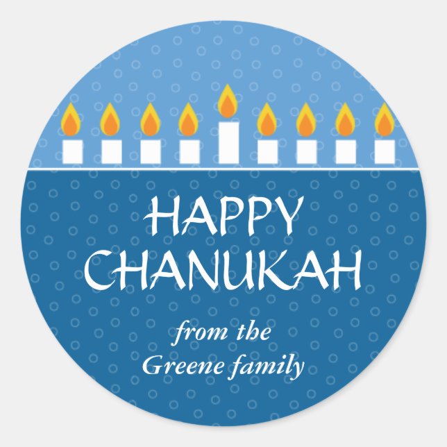 Chanukah Menorah Runder Aufkleber (Vorderseite)