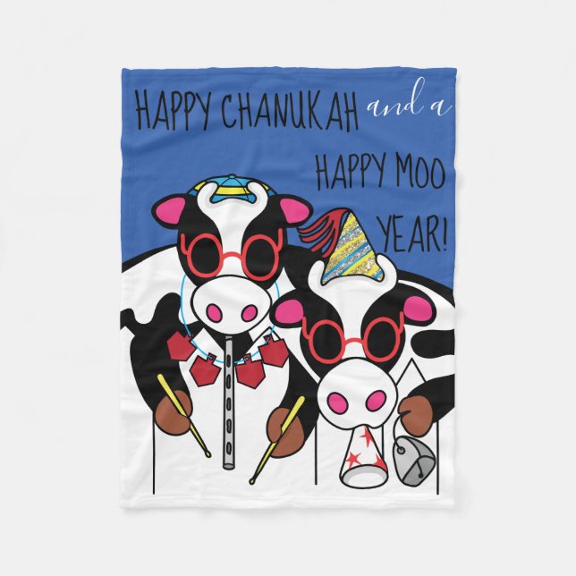 Chanukah Moo Year Fleece Blanket (Vorderseite)