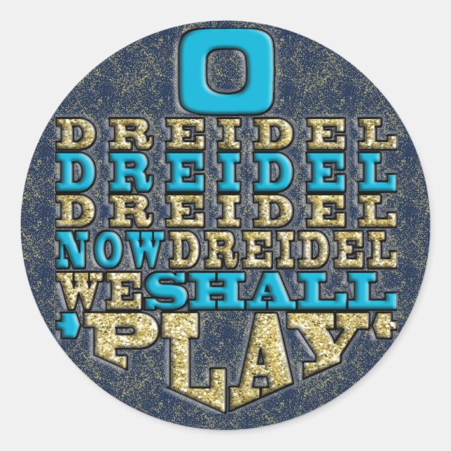 Chanukah "O Dreidel Dreidel..." Stickers Round (Devant)