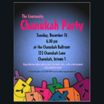Chanukah Party Flyer<br><div class="desc">Chanukah Party Flyer mit dreidimensionalen. Große Einladung für Familie chanukah Party!</div>