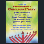 Chanukah Party Flyer<br><div class="desc">Der helle Chanukah Flyer kann individuell gestaltet und personalisiert werden,  ohne eine Designgebühr zu zahlen. Bezahlen Sie nur für den Druck!</div>