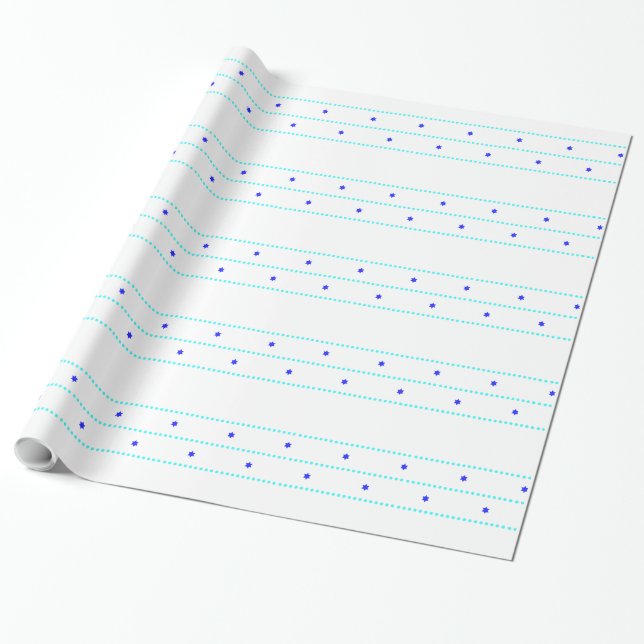 Chanukah Stern-Linie Blau Geschenkpapier (Ungerollt)
