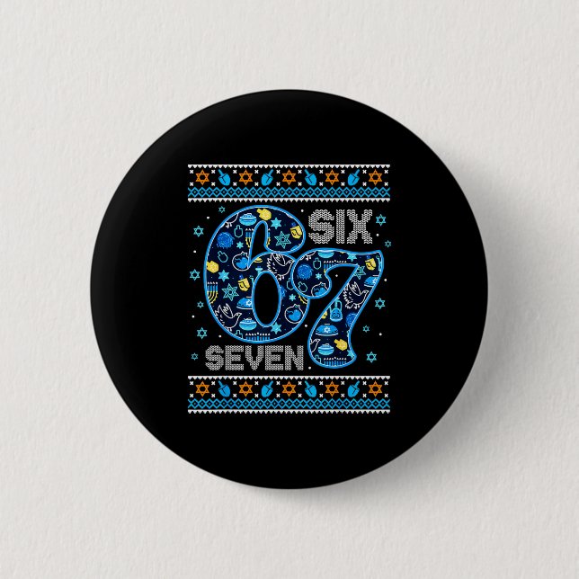 Chanukka 67 Festlicher Dreidel-Hässlicher Pullover Button (Vorderseite)