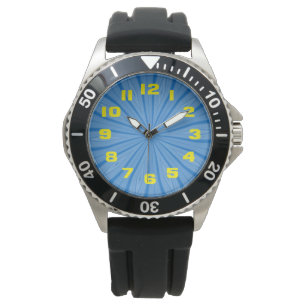 Chanukka Blau Radial Streifen Fraktal Armbanduhr