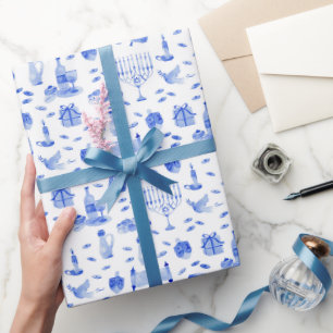 Chanukka-Blaues Geschenkpapier