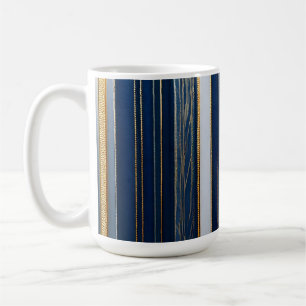 Chanukka-Blues-Streifen Blau Weiß Gold Kaffeetasse