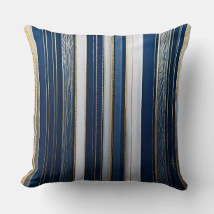 Chanukka-Blues-Streifen Blau Weiß Gold Kissen