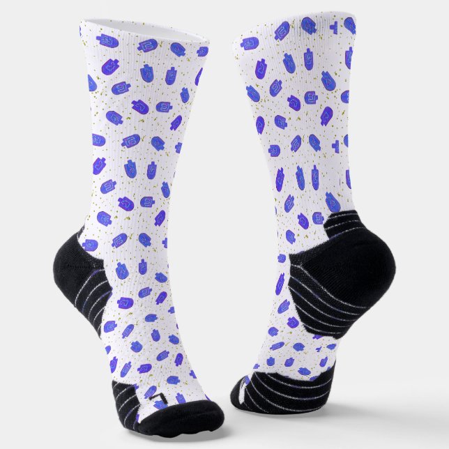 Chanukka-Blumen-Dreidels und Gelt Socken (Gewinkelt)