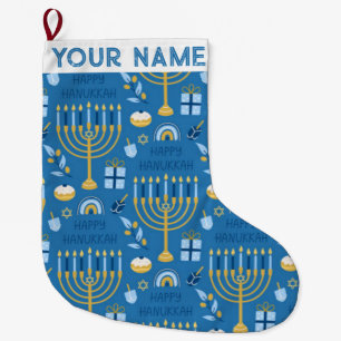 Chanukka Chanukka Blau Moderne Weihnachten Jüdisch Großer Weihnachtsstrumpf