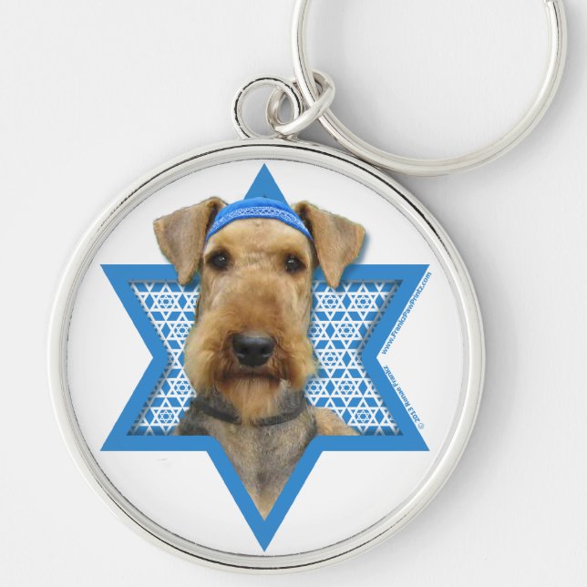 Chanukka-Davidsstern - Airedale Terrier Schlüsselanhänger (Vorne)
