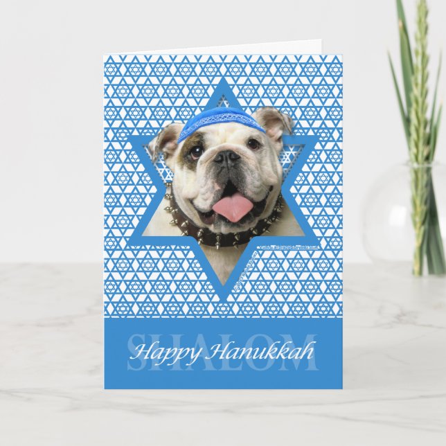 Chanukka-Davidsstern - Bulldogge Feiertagskarte (Vorderseite)