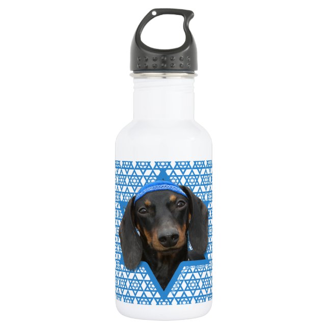 Chanukka-Davidsstern - Dackel - Winston Trinkflasche (Vorderseite)
