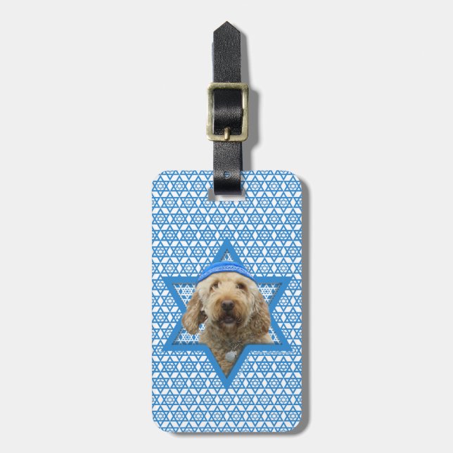 Chanukka-Davidsstern - GoldenDoodle Gepäckanhänger (Vorderseite vertikal)
