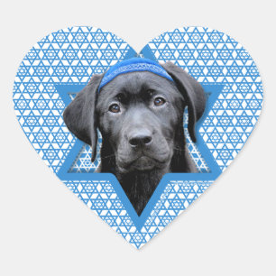 Chanukka-Davidsstern - Schwarzes Labrador Herz-Aufkleber