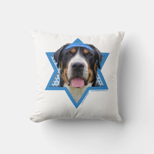 Chanukka-Davidsstern - Schweizer Gebirgshund Kissen (Vorderseite)