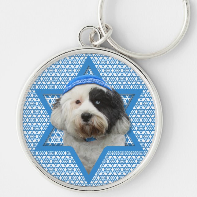 Chanukka-Davidsstern - Tibetanisches Terrier Schlüsselanhänger (Vorne)