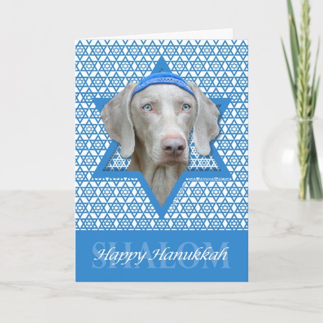 Chanukka-Davidsstern - Weimaraner Feiertagskarte (Vorderseite)