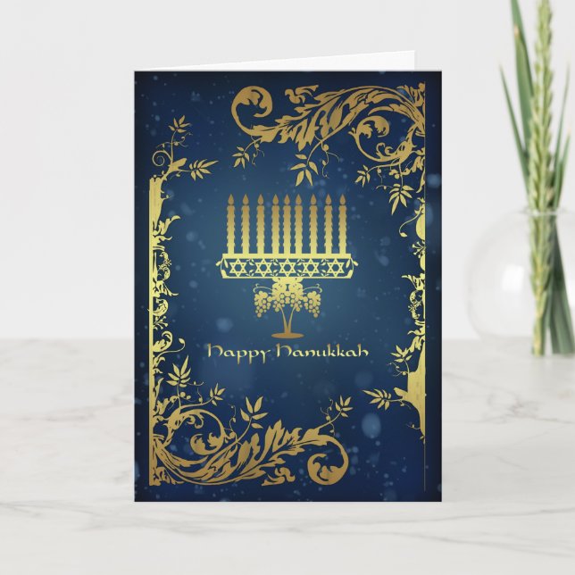 Chanukka-Feiertagskarte mit menorah Feiertagskarte (Vorderseite)
