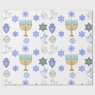 Chanukka-Geschenkpapier mit Menora-Muster  Geschenkpapier