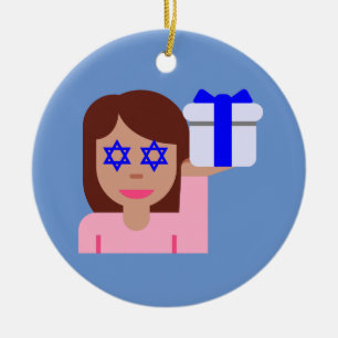 Chanukka-Haarflip-Emoji Keramikornament