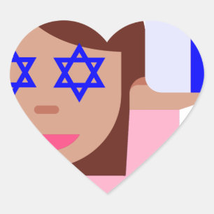 Chanukka-Haarschwung-Emoji Herz-Aufkleber