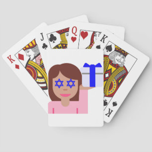chanukka-Haarschwung-Emoji Spielkarten